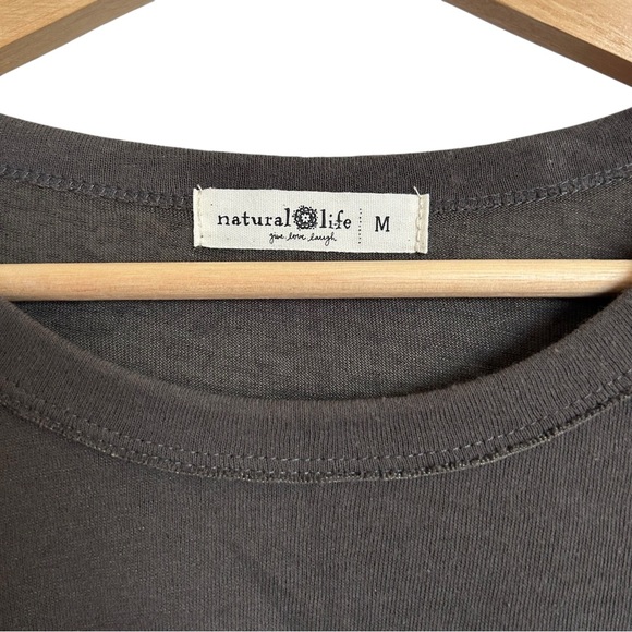 NATURAL LIFE Gray Top with Plaid Sleeves Medium - Picture 8 of 11